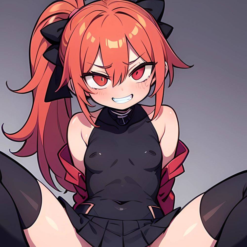 1girl Arms Behind Back Black Skirt Bodysuit Breasts Covered Navel Dark Skinned Female Dark Skin Detached Sleeves Feet Out Of, 1742962747 - AIHentai - #main