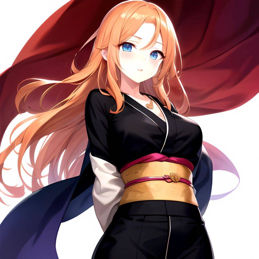 Matsumoto Rangiku 1girl Between Breasts Black Kimono Blue Eyes Breasts Center Opening Closed Mouth Huge Breasts Japanese Clothes, 3185665918 - AIHentai - #main