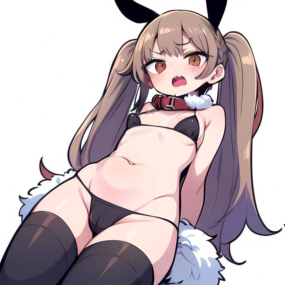 Minegumo Kancolle 1girl Animal Ears Bikini Braid Brown Eyes Cloud Hair Ornament Fake Animal Ears Fur Collar Fur Cuffs Light, 3329520015 - AIHentai - #main