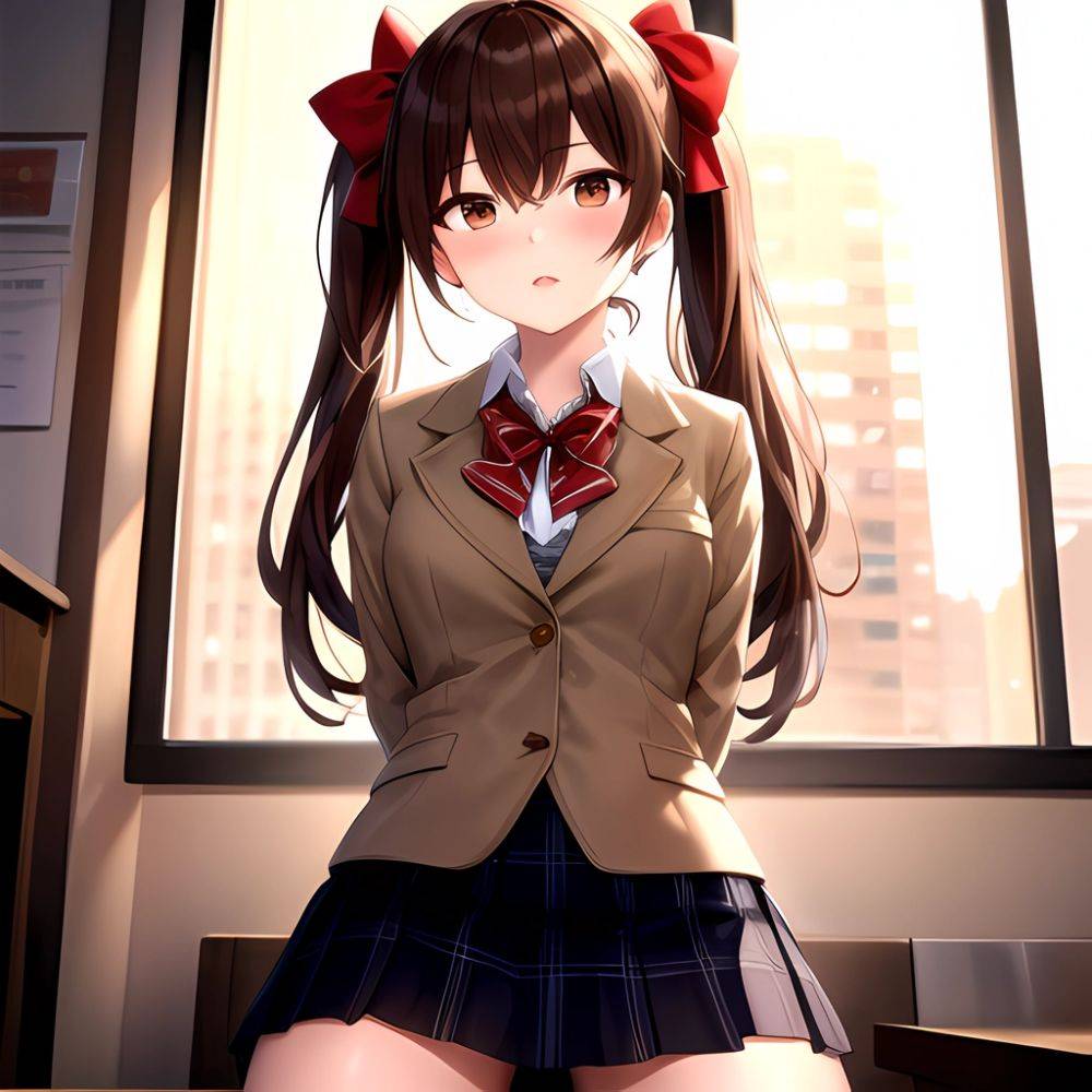 Shirai Kuroko 1girl Arms Behind Back Bdsm Black Skirt Blazer Blush Bondage Bound Bound Arms Bound Legs Bow Bowtie Brown, 1399979938 - AIHentai - #main