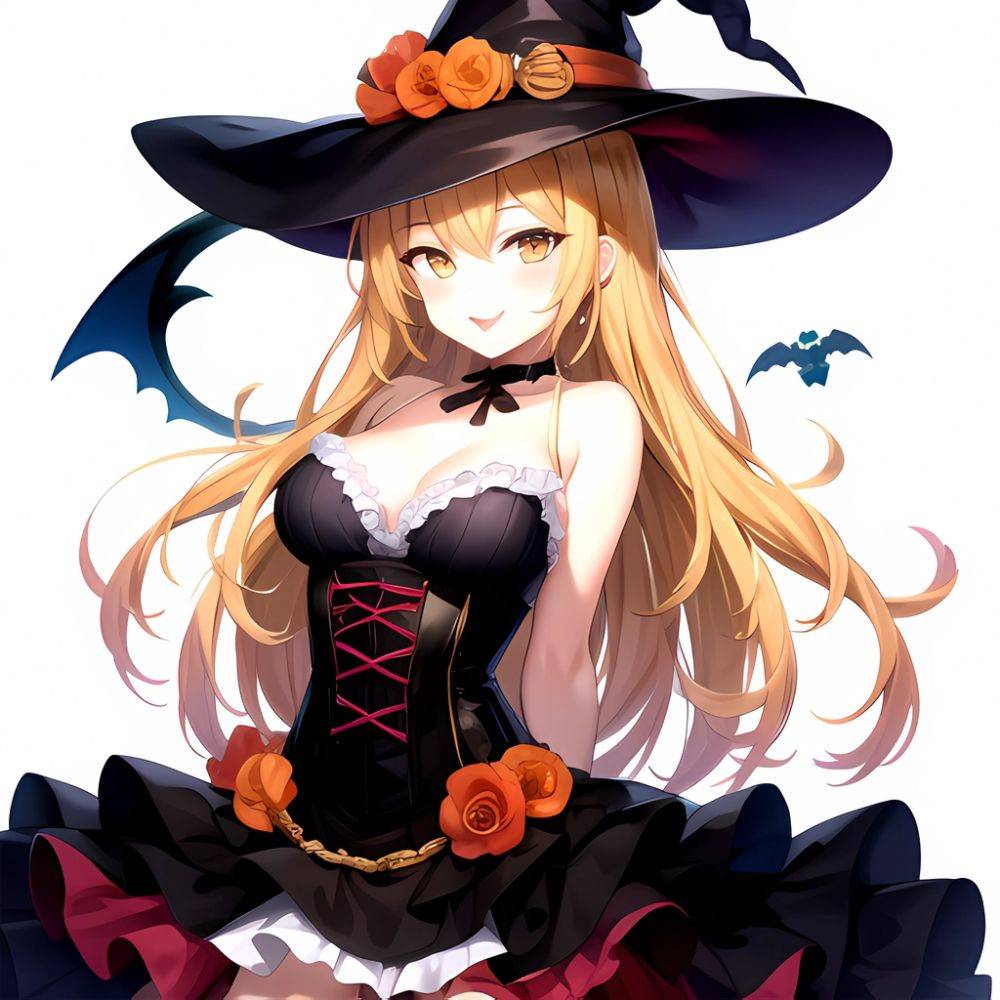 Shokuhou Misaki 1girl P Arched Back Black Corset Black Headwear Blonde Hair Breasts Candy Choker Corset Dress Food Frilled Choke, 3563895558 - AIHentai - #main