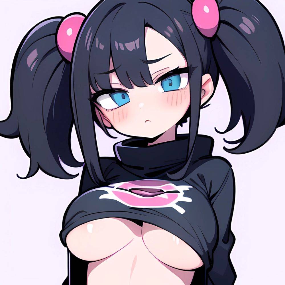 1girl Sexy Pokemon Trainer Looking At The Viewer Facing The Viewer Big Boobs Arms Behind Back Simple Background, 2519952482 - AIHentai - #main