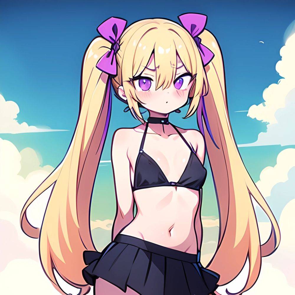 Ninomiya Asuka 1girl Arms Behind Back Bare Shoulders Bikini Bikini Skirt Blonde Hair Blush Braid Breasts Choker Collarbone Cover, 1994917797 - AIHentai - #main