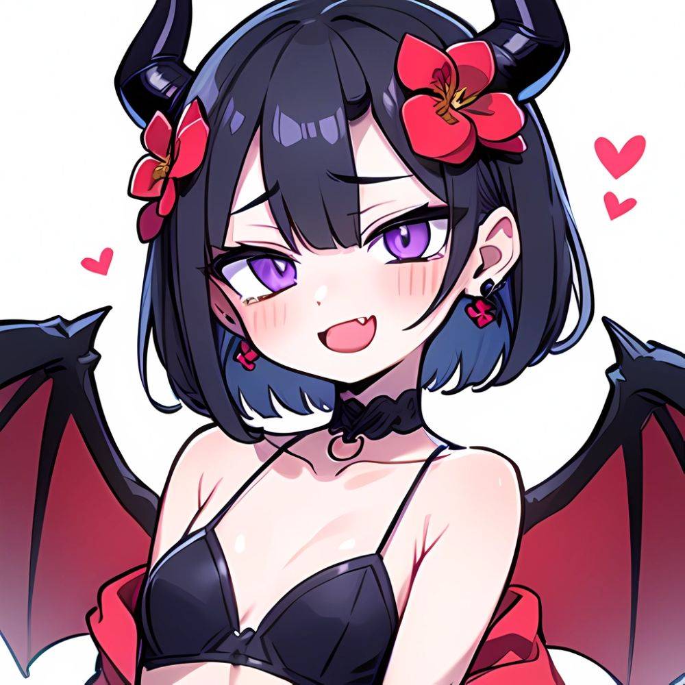 Shuten Douji Fate 1girl Blush Bob Cut Breasts Collarbone Earrings Fang Flower Hair Flower Hair Ornament Horns Jewelry Looking At, 1167928102 - AIHentai - #main