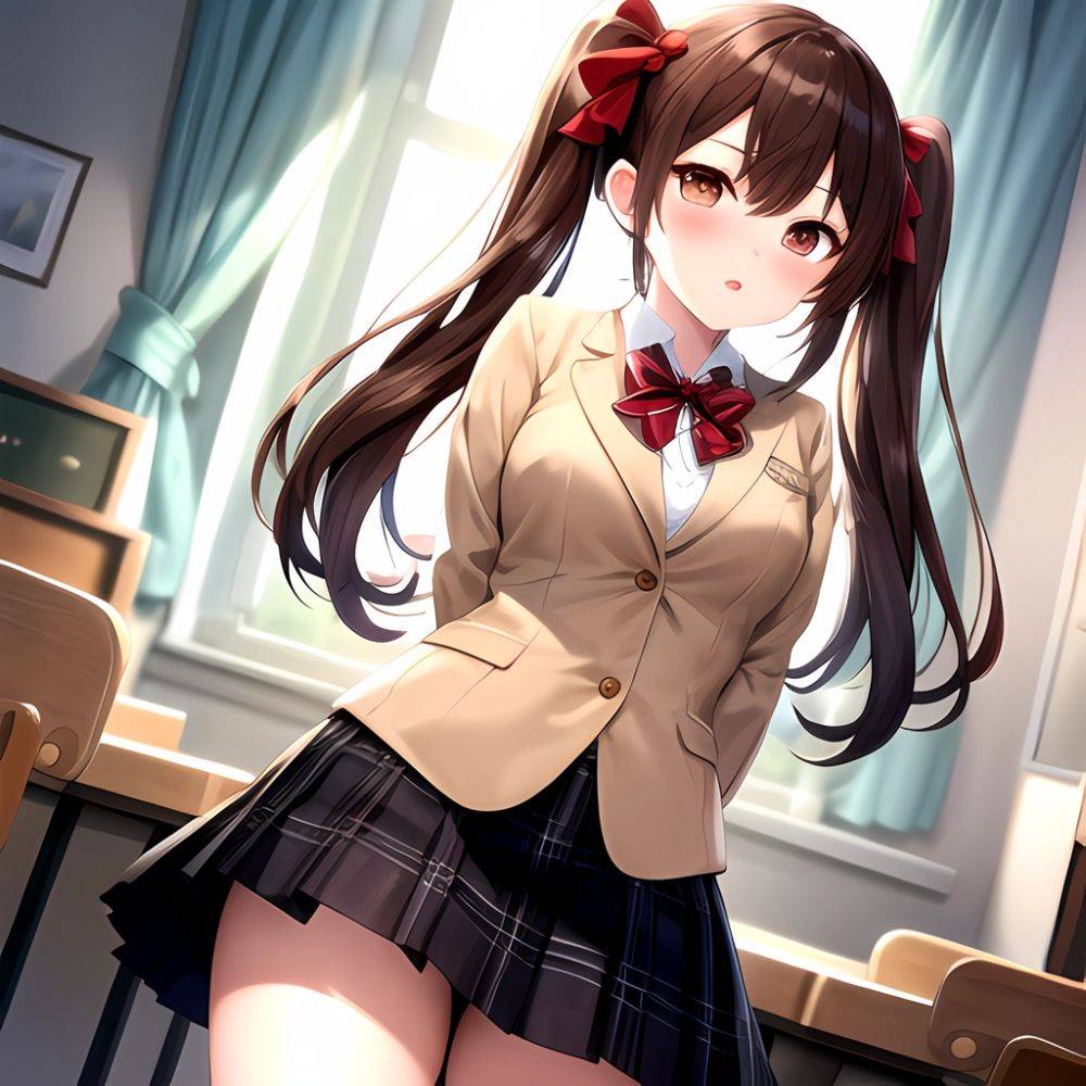 Shirai Kuroko 1girl Arms Behind Back Bdsm Black Skirt Blazer Blush Bondage Bound Bound Arms Bound Legs Bow Bowtie Brown, 1017233051 - AIHentai - #main