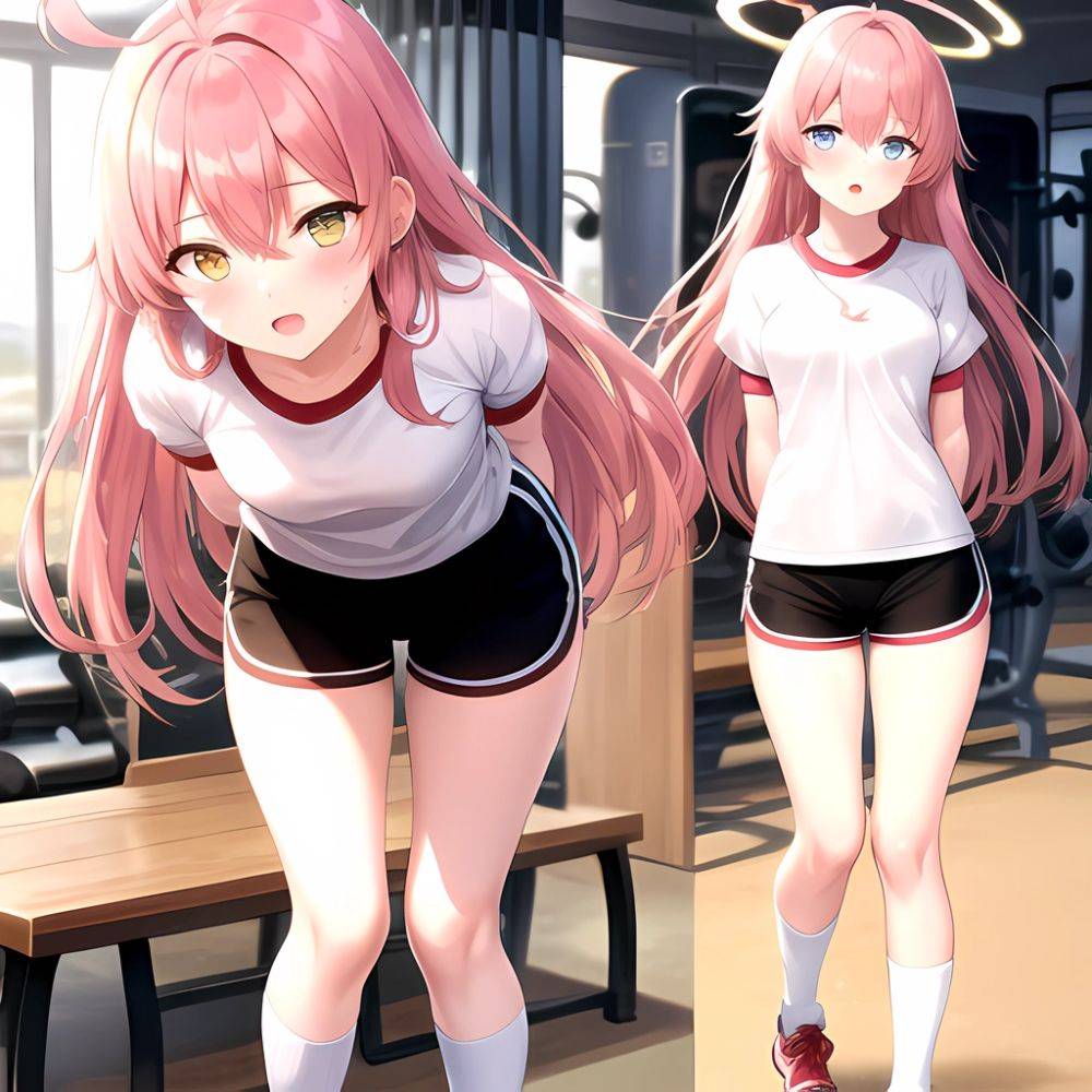 Hoshino Blue Archive 1girl Ahoge Alternate Costume Arms Behind Back Black Shorts Blue Eyes Blush Collarbone Flat Chest Flying Sw, 224567602 - AIHentai - #main