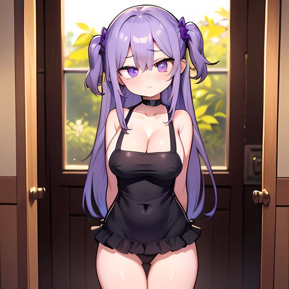 Fern Sousou No Frieren 1girl Apron Black Apron Black Panties Blunt Bangs Breasts Cleavage Collarbone Covered Navel Covered Nippl, 896054685 - AIHentai - #main