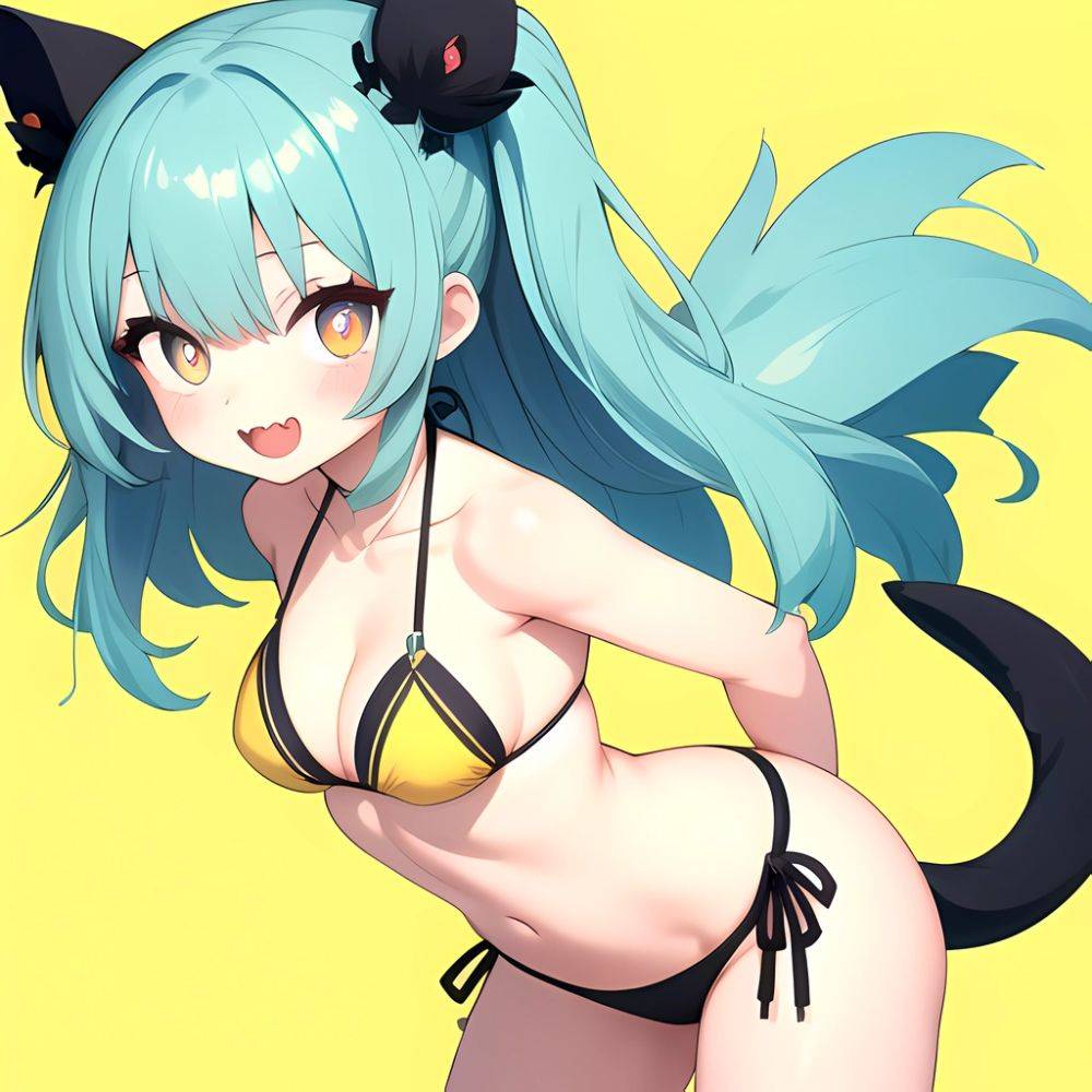 Pine Bombergirl 1girl 3 Aqua Hair Bare Shoulders Bikini Blonde Hair Blue Eyes Blue Hair Blue Trim Blush Breasts Cleavage, 729303536 - AIHentai - #main