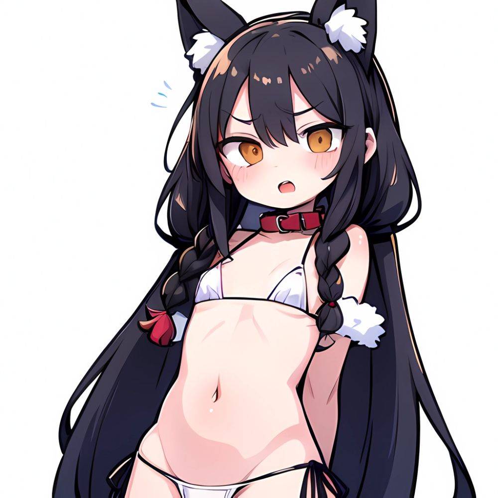 Minegumo Kancolle 1girl Animal Ears Bikini Braid Brown Eyes Cloud Hair Ornament Fake Animal Ears Fur Collar Fur Cuffs Light, 3249720095 - AIHentai - #main