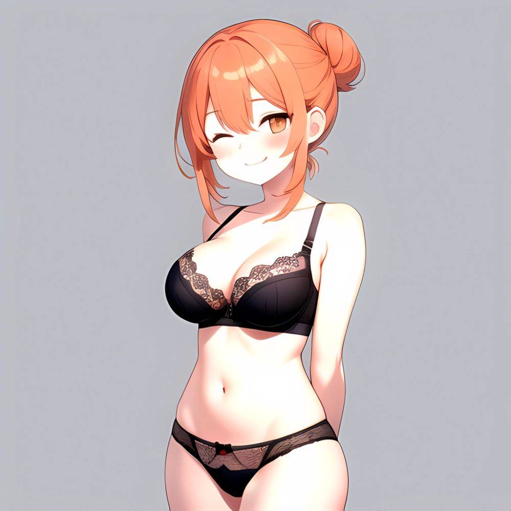 Yuigahama Yui S Mother 1girl Arms Behind Back Black Bra Black Panties Blush Bra Breasts Closed Mouth Hair Between Eyes, 655939500 - AIHentai - #main