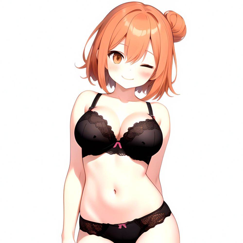 Yuigahama Yui S Mother 1girl Arms Behind Back Black Bra Black Panties Blush Bra Breasts Closed Mouth Hair Between Eyes, 1381141799 - AIHentai - #main