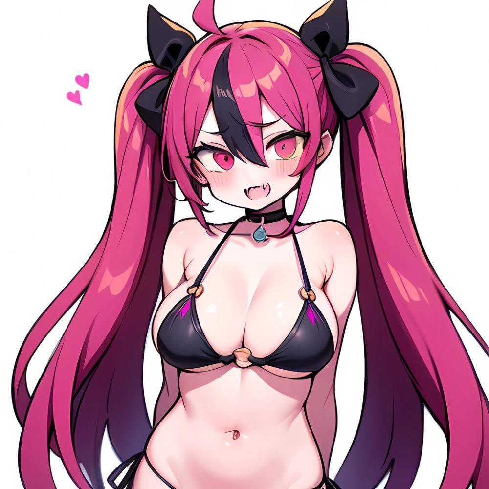 Bremerton Azur Lane 1girl Bare Shoulders Bikini Blush Breasts Choker Collarbone Cowboy Shot Crossed Bangs Fang Hair Between Eyes, 2436866339 - AIHentai - #main