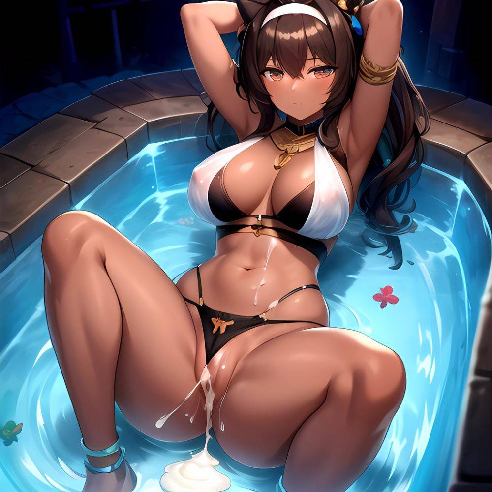 Tsona Nyantcha 1girl After Anal After Sex Arms Up Arms Behind Head Breasts Brown Hair Cum Cum Pool Cumdrip Dark, 3429687159 - AIHentai - #main