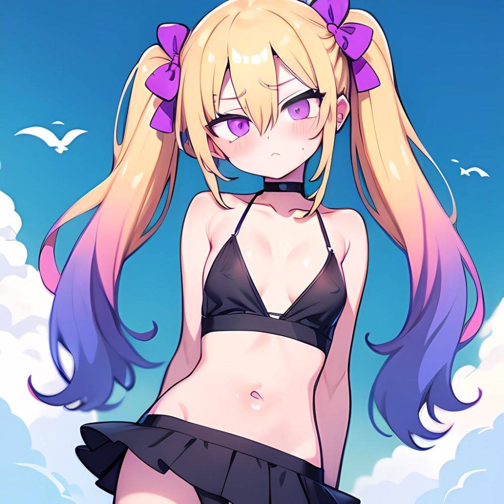 Ninomiya Asuka 1girl Arms Behind Back Bare Shoulders Bikini Bikini Skirt Blonde Hair Blush Braid Breasts Choker Collarbone Cover, 2993644010 - AIHentai - #main