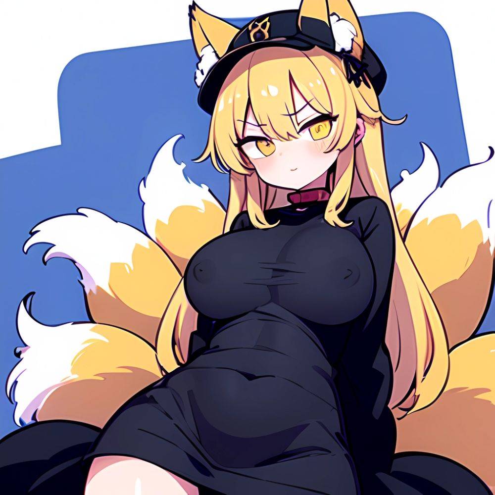 Yakumo Ran 1girl Blonde Hair Breasts Cleft Of Venus Closed Mouth Completely Nude Curvy Feet Out Of Frame Fox Tail, 3155978504 - AIHentai - #main