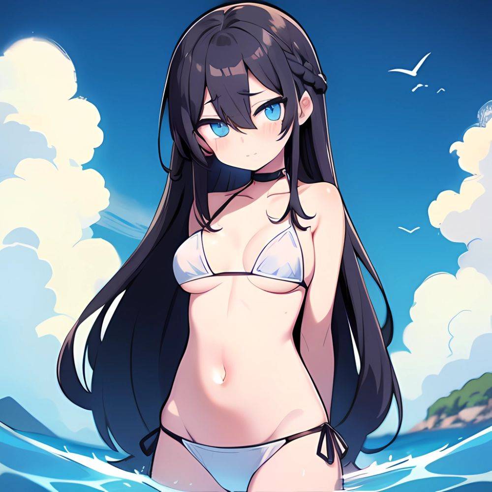 Lexington Warship Girls R 1girl Bikini Blue Eyes Blue Sky Braid Breasts Cloud Collarbone Day French Braid Grey Hair Hair, 4044960776 - AIHentai - #main