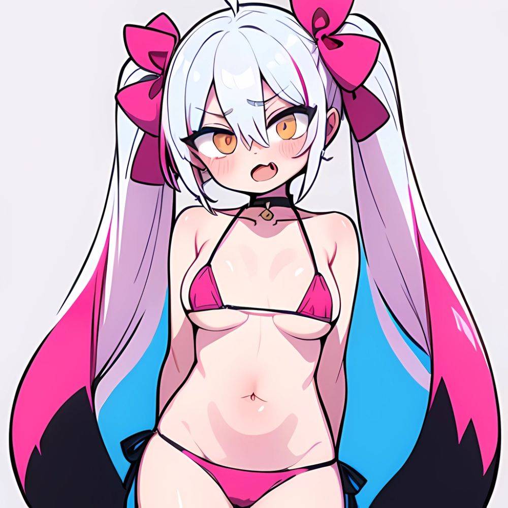 Bremerton Azur Lane 1girl Bare Shoulders Bikini Blush Breasts Choker Collarbone Cowboy Shot Crossed Bangs Fang Hair Between Eyes, 3482956541 - AIHentai - #main