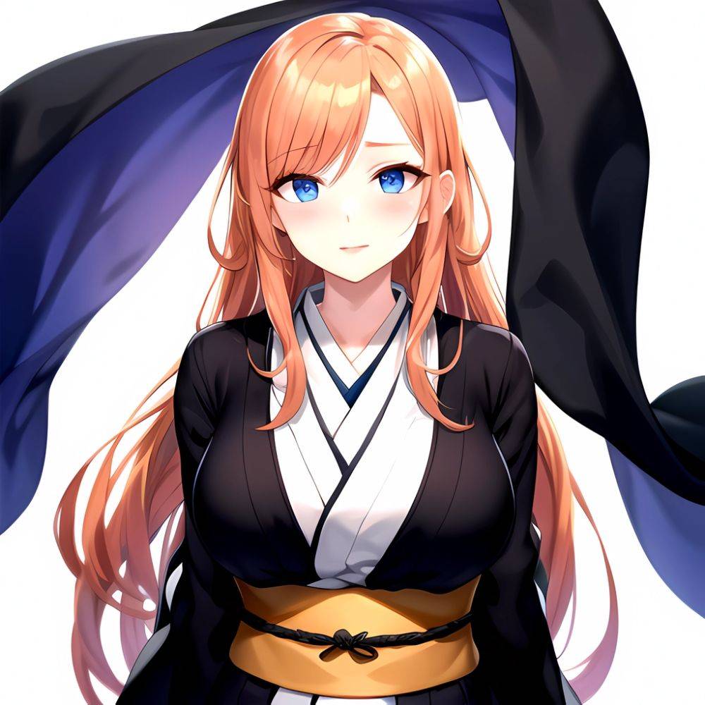 Matsumoto Rangiku 1girl Between Breasts Black Kimono Blue Eyes Breasts Center Opening Closed Mouth Huge Breasts Japanese Clothes, 3842981848 - AIHentai - #main