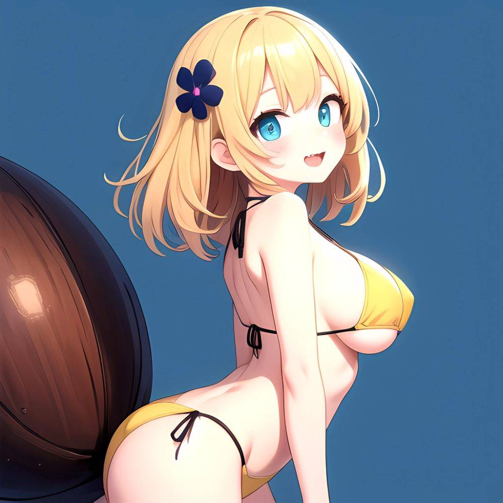 Pine Bombergirl 1girl 3 Aqua Hair Bare Shoulders Bikini Blonde Hair Blue Eyes Blue Hair Blue Trim Blush Breasts Cleavage, 2982833562 - AIHentai - #main