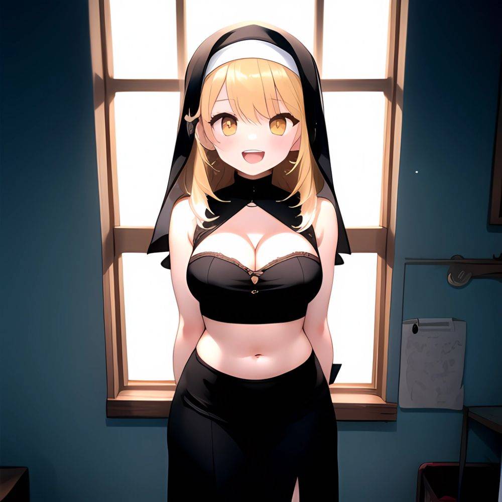 1girl D Black Headwear Black Nails Blonde Hair Blush Breasts Cleavage Grey Hair Large Breasts Long Hair Multicolored Hair Nail, 567445500 - AIHentai - #main