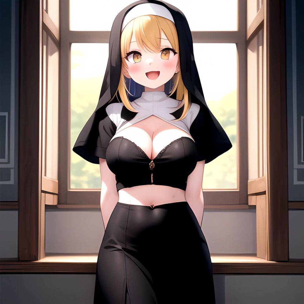 1girl D Black Headwear Black Nails Blonde Hair Blush Breasts Cleavage Grey Hair Large Breasts Long Hair Multicolored Hair Nail, 284302724 - AIHentai - #main