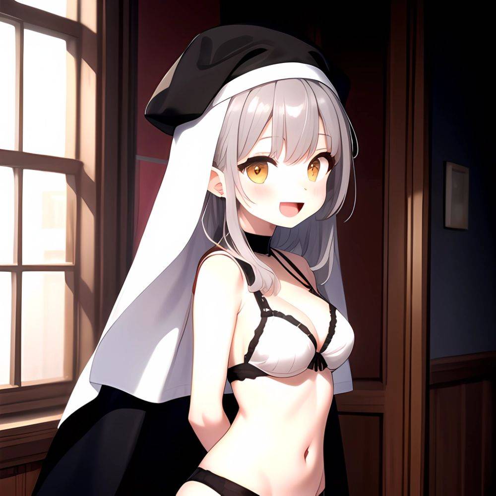 1girl D Black Headwear Black Nails Blonde Hair Blush Breasts Cleavage Grey Hair Large Breasts Long Hair Multicolored Hair Nail, 1154910310 - AIHentai - #main
