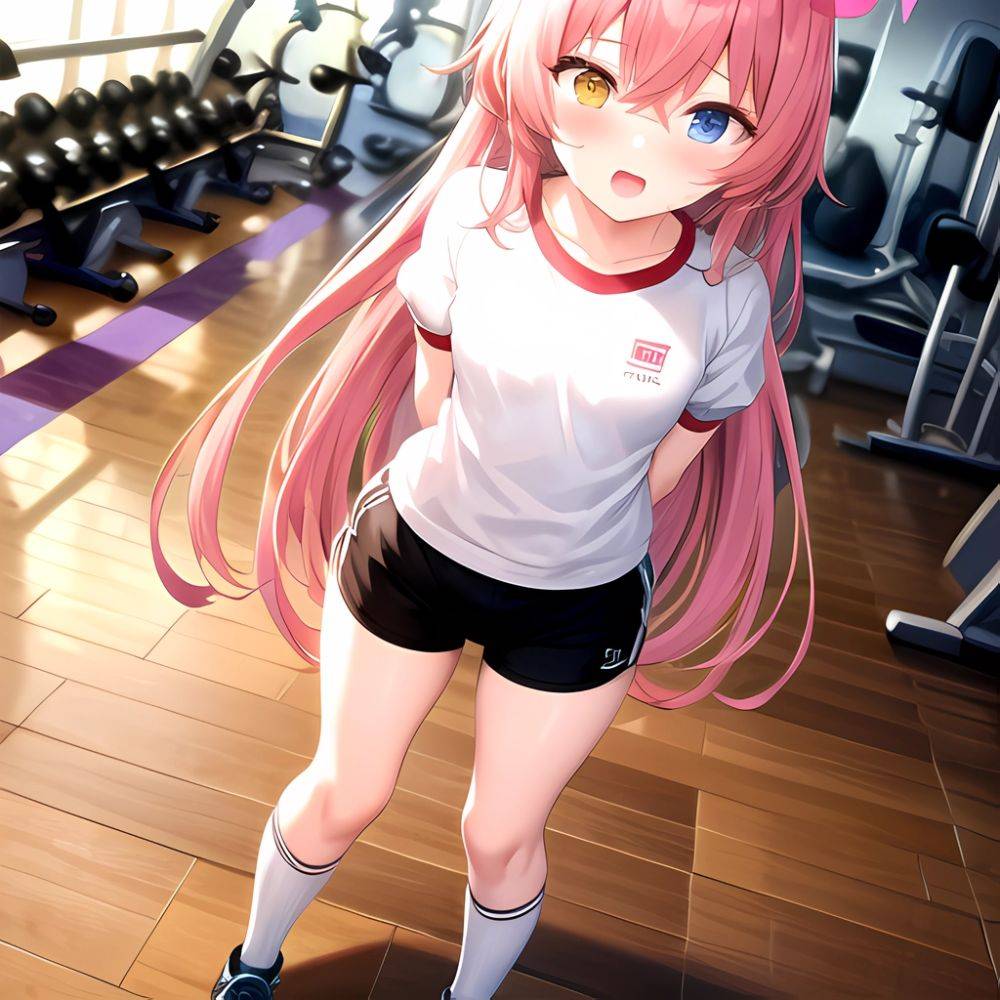Hoshino Blue Archive 1girl Ahoge Alternate Costume Arms Behind Back Black Shorts Blue Eyes Blush Collarbone Flat Chest Flying Sw, 721476968 - AIHentai - #main