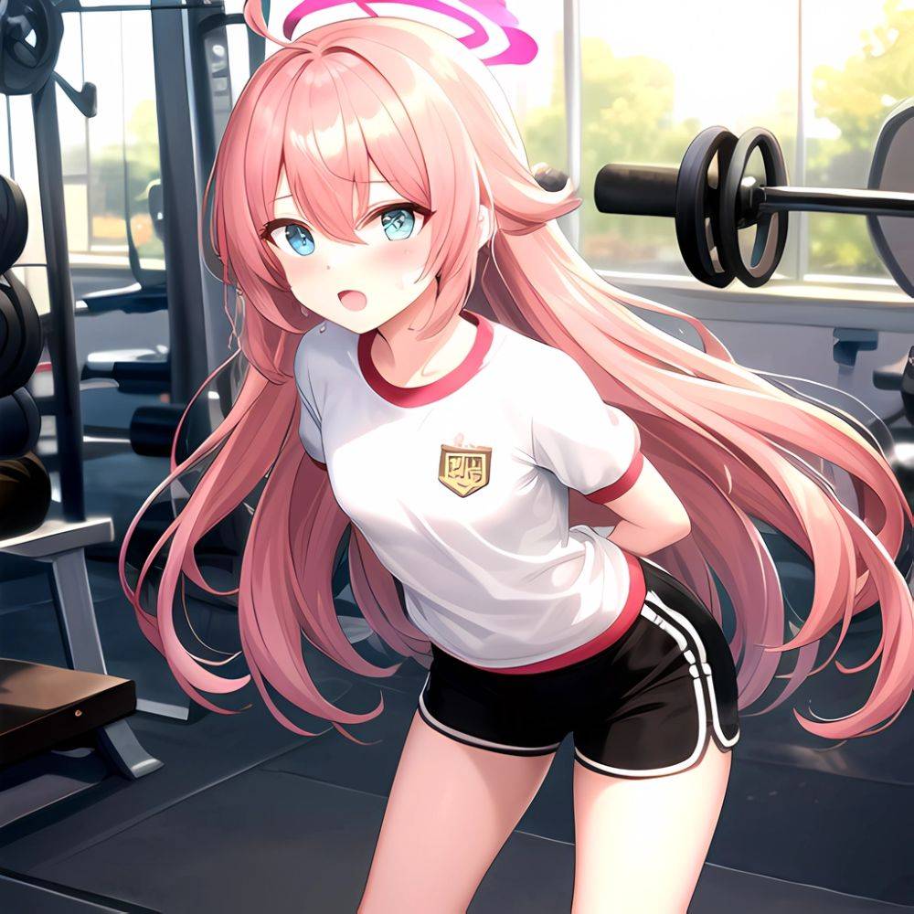 Hoshino Blue Archive 1girl Ahoge Alternate Costume Arms Behind Back Black Shorts Blue Eyes Blush Collarbone Flat Chest Flying Sw, 978164788 - AIHentai - #main