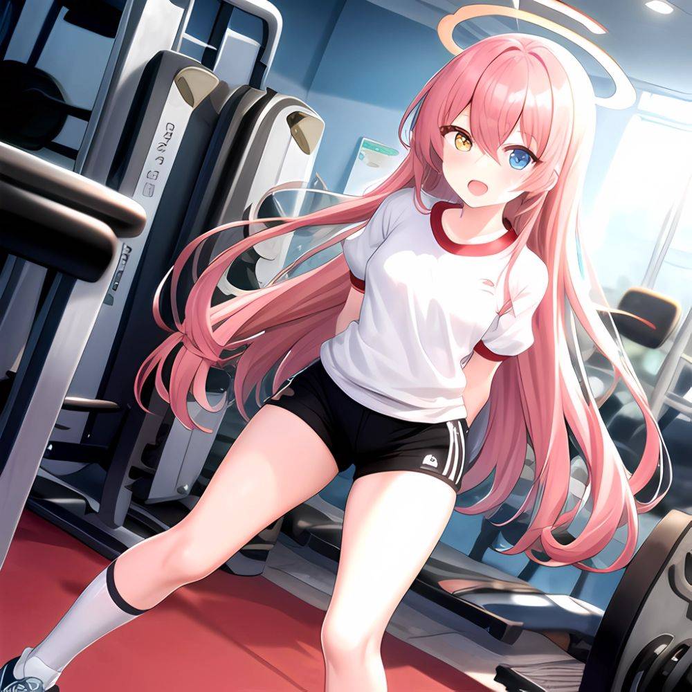 Hoshino Blue Archive 1girl Ahoge Alternate Costume Arms Behind Back Black Shorts Blue Eyes Blush Collarbone Flat Chest Flying Sw, 2188248192 - AIHentai - #main