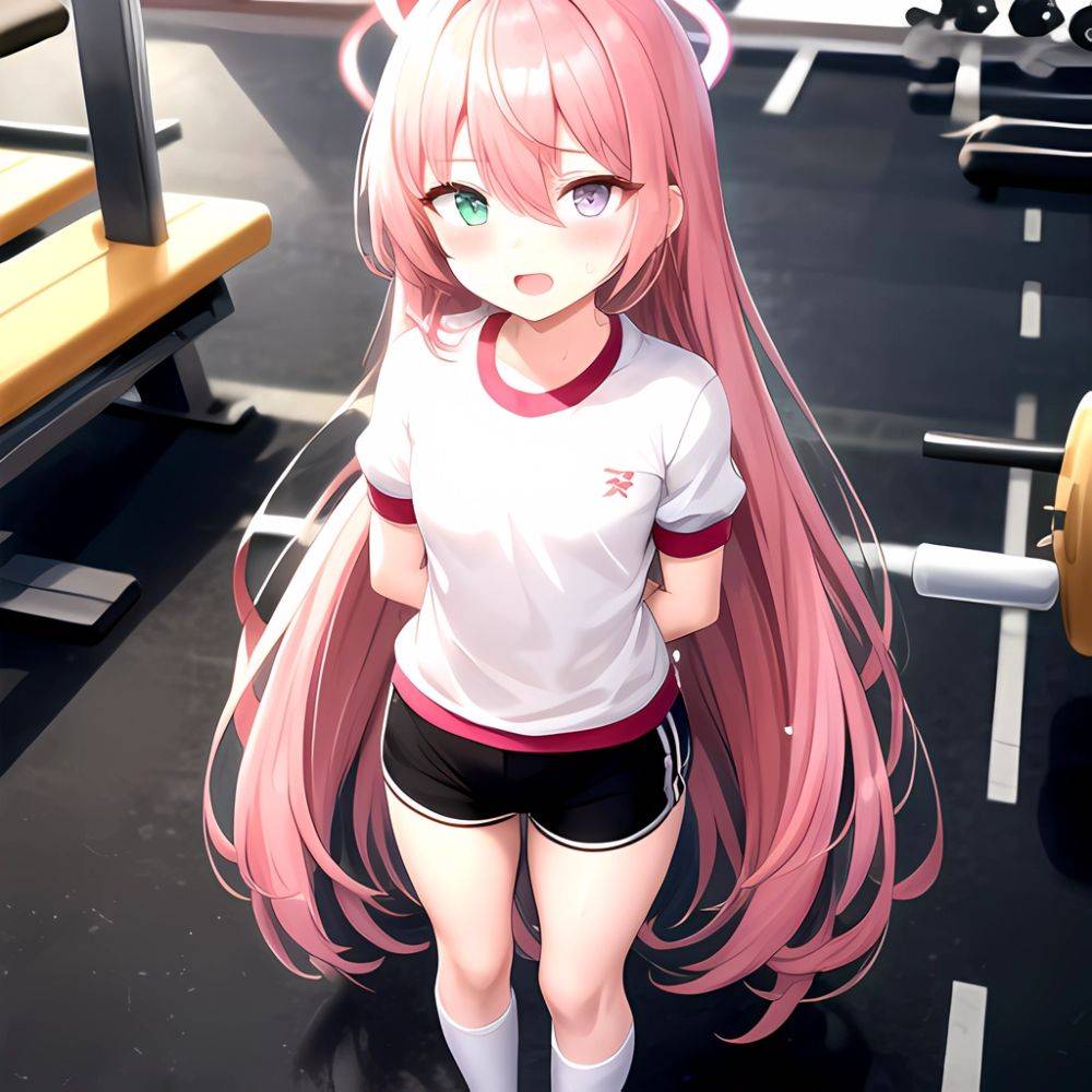 Hoshino Blue Archive 1girl Ahoge Alternate Costume Arms Behind Back Black Shorts Blue Eyes Blush Collarbone Flat Chest Flying Sw, 1274216887 - AIHentai - #main