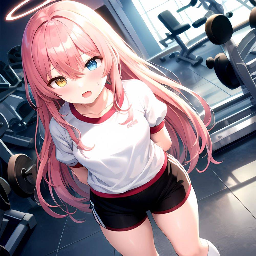 Hoshino Blue Archive 1girl Ahoge Alternate Costume Arms Behind Back Black Shorts Blue Eyes Blush Collarbone Flat Chest Flying Sw, 1339087893 - AIHentai - #main