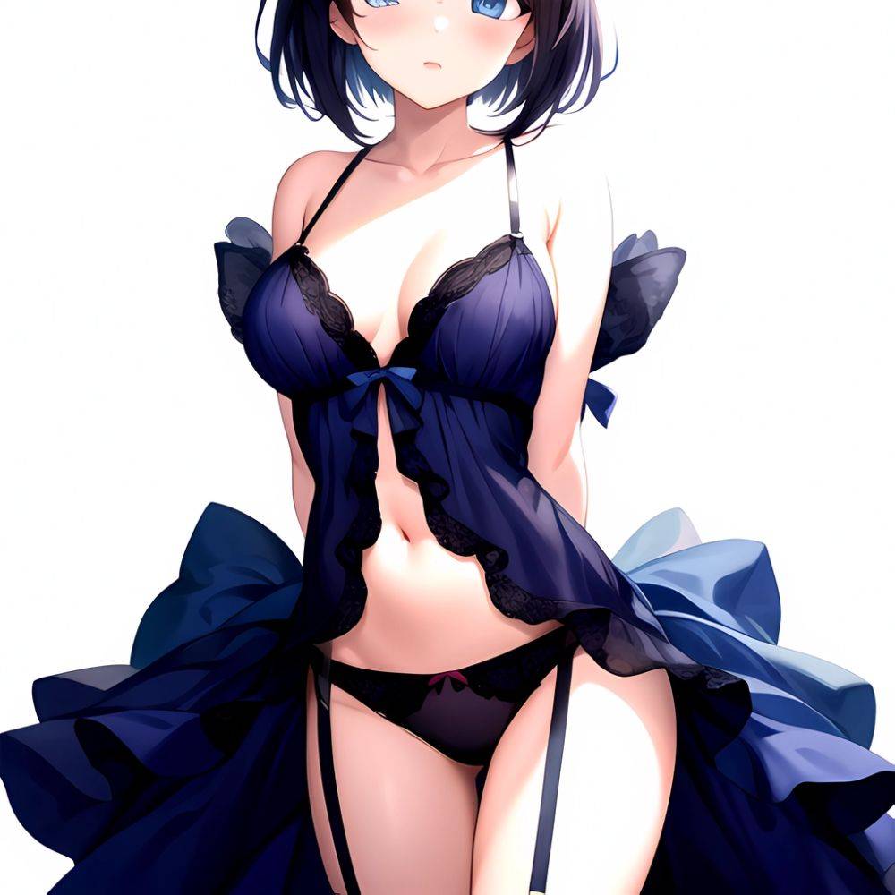 1girl Standing Lingerie Blue Eyes Arms Behind Back Simple Background Anime Girl Facing The Viewer Uwu, 1864879013 - AIHentai - #main