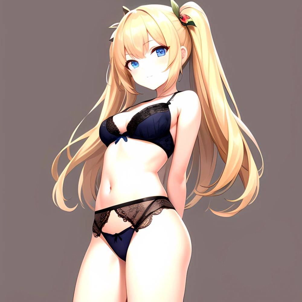 1girl Standing Lingerie Blue Eyes Arms Behind Back Simple Background Anime Girl, 500234853 - AIHentai - #main