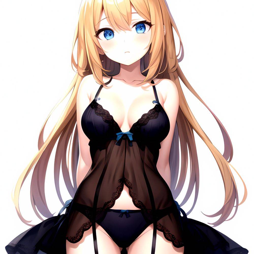 1girl Standing Lingerie Blue Eyes Arms Behind Back Simple Background Anime Girl Facing The Viewer Uwu, 584966231 - AIHentai - #main