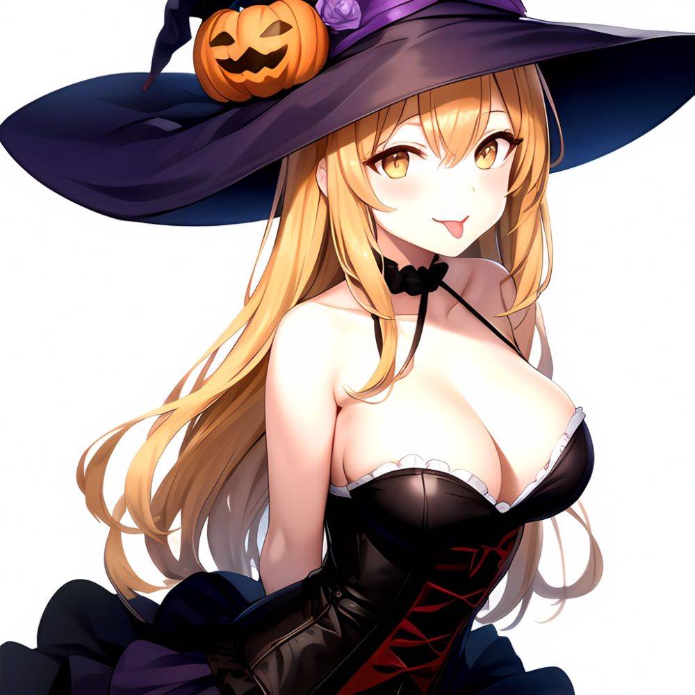 Shokuhou Misaki 1girl P Arched Back Black Corset Black Headwear Blonde Hair Breasts Choker Corset Dress Food Frilled Choker Fril, 68812917 - AIHentai - #main