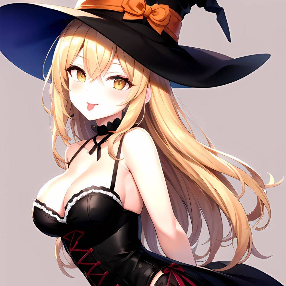 Shokuhou Misaki 1girl P Arched Back Black Corset Black Headwear Blonde Hair Breasts Choker Corset Dress Food Frilled Choker Fril, 306805458 - AIHentai - #main