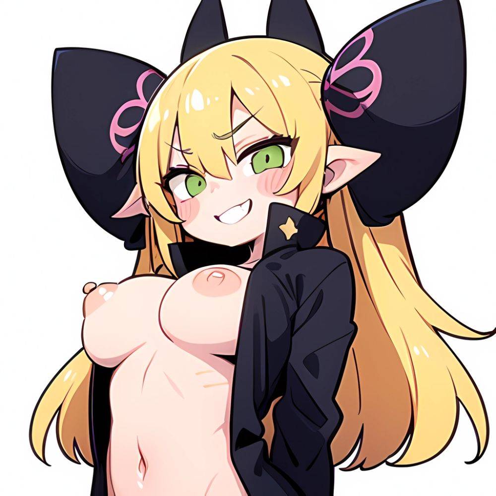 Gareth Fate 1girl Blonde Hair Blush Stickers Breasts Covered Nipples Hair Flaps Large Breasts Looking At Viewer Navel Nipples Pu, 2574502538 - AIHentai - #main