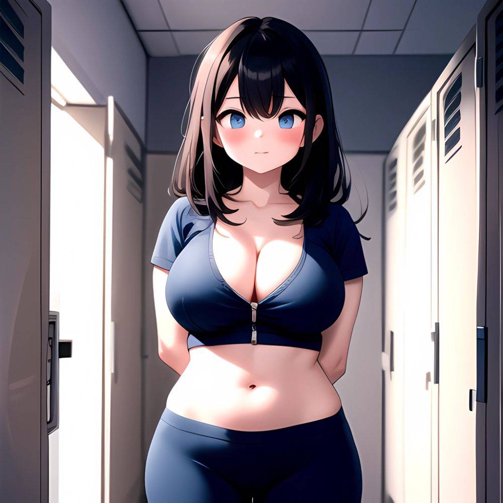 Black Hair Blue Eyes Pubic Hair 1 0 Pussy 1 0 Vaginal Nipples Large Breasts Cleavage Takarada Rikka 1girl Blue, 3765953643 - AIHentai - #main