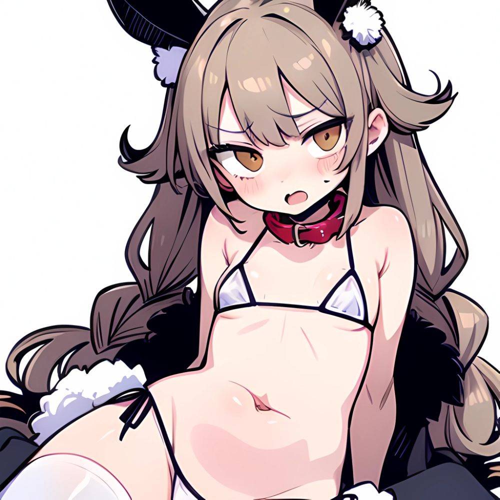 Minegumo Kancolle 1girl Animal Ears Bikini Braid Brown Eyes Cloud Hair Ornament Fake Animal Ears Fur Collar Fur Cuffs Light, 2702318792 - AIHentai - #main