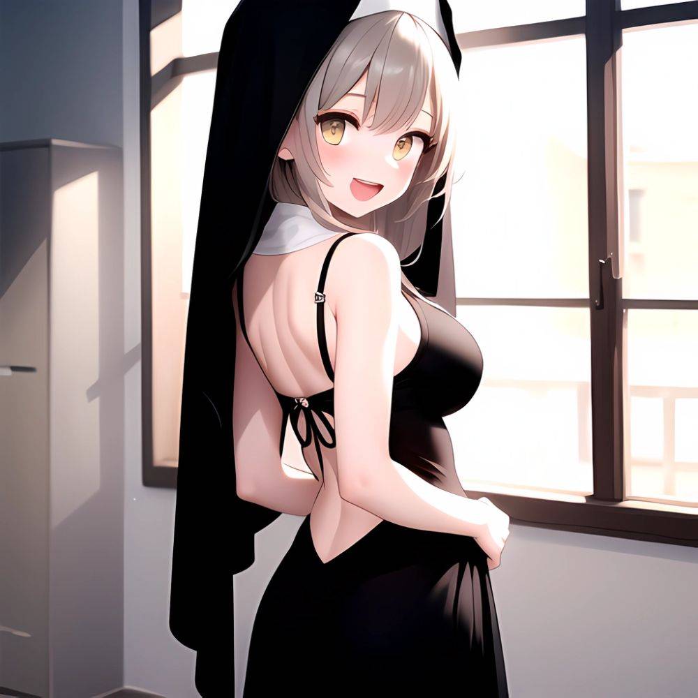 1girl D Black Headwear Black Nails Blonde Hair Blush Breasts Cleavage Grey Hair Large Breasts Long Hair Multicolored Hair Nail, 3216435108 - AIHentai - #main
