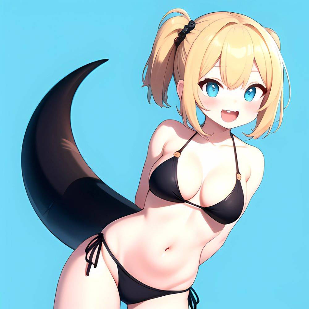 Pine Bombergirl 1girl 3 Aqua Hair Bare Shoulders Bikini Blonde Hair Blue Eyes Blue Hair Blue Trim Blush Breasts Cleavage, 3125498214 - AIHentai - #main