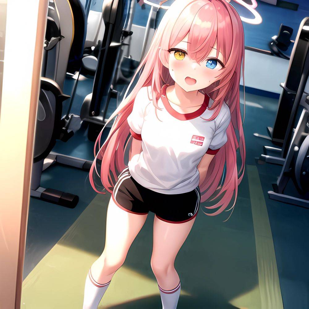 Hoshino Blue Archive 1girl Ahoge Alternate Costume Arms Behind Back Black Shorts Blue Eyes Blush Collarbone Flat Chest Flying Sw, 3792357250 - AIHentai - #main