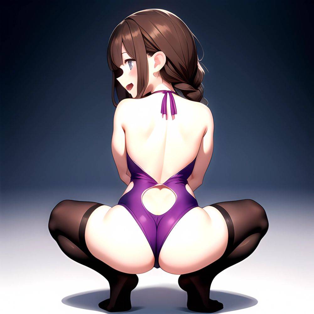 Kuwayama Chiyuki 1girl Ahoge Black Thighhighs Blurry Blurry Background Blush Braid Breasts Brown Eyes Brown Hair Cameltoe Collar, 3514980859 - AIHentai - #main