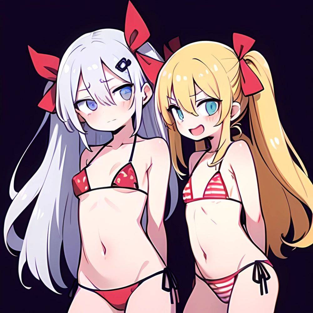 Gabriel Tenma White Raphiel Shiraha Ainsworth 2girls American Flag Bikini Bikini Blonde Hair Blue Eyes Blush Breasts Cross Hair, 2910145619 - AIHentai - #main