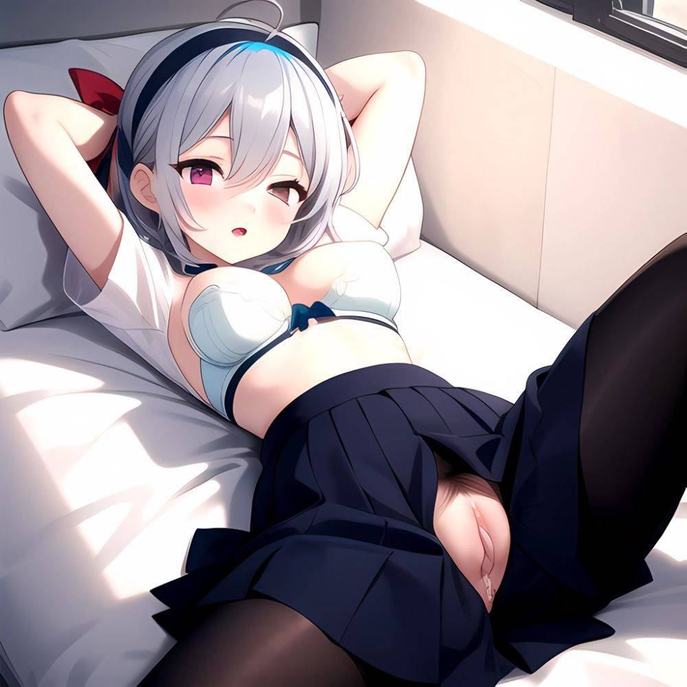 Narumiya Yume 1boy 1girl Antenna Hair Blue Bra Blue Hairband Blue Ribbon Blue Skirt Bow Hairband Bra Breasts Breasts Apart, 1814638458 - AIHentai - #main