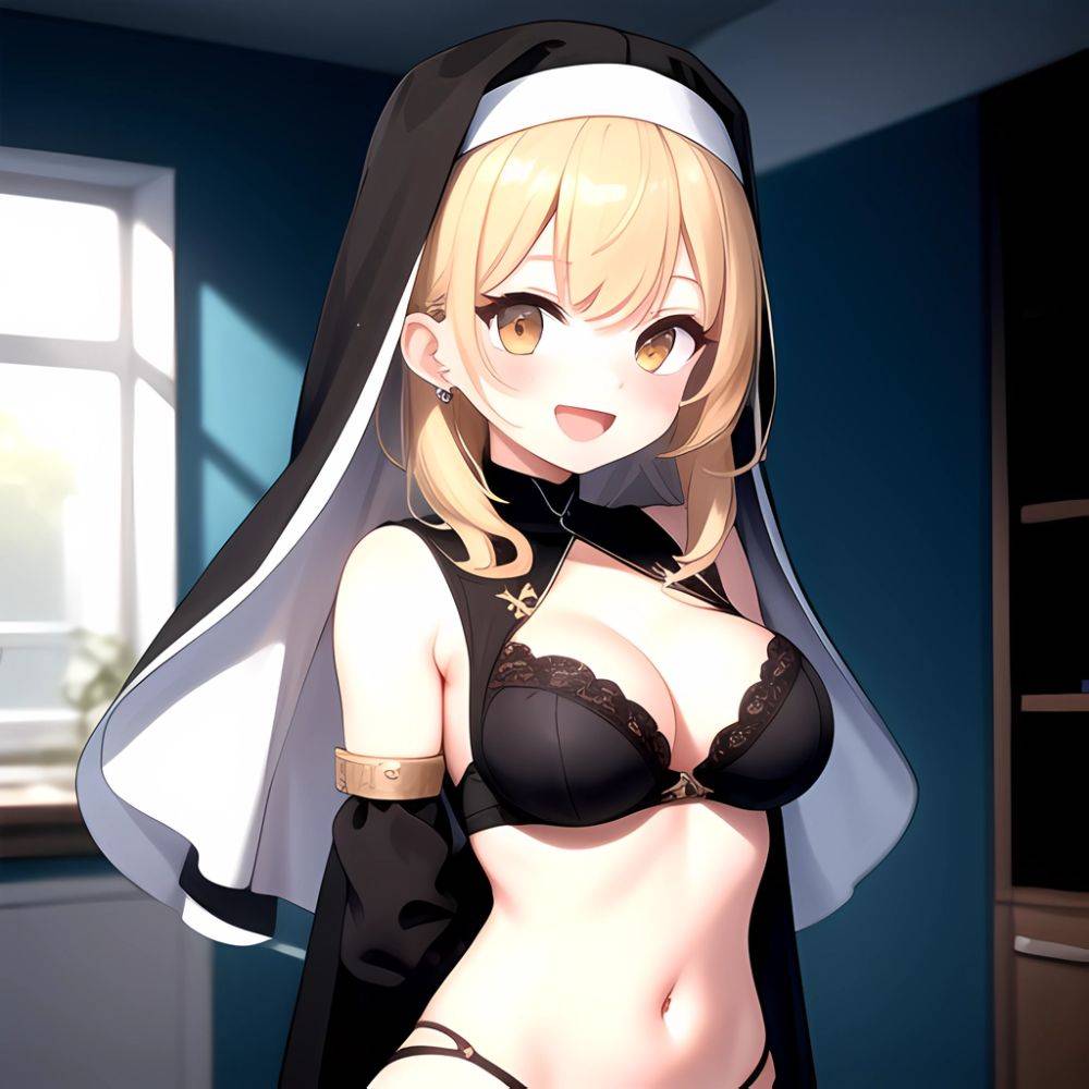 1girl D Black Headwear Black Nails Blonde Hair Blush Breasts Cleavage Grey Hair Large Breasts Long Hair Multicolored Hair Nail, 2464789765 - AIHentai - #main