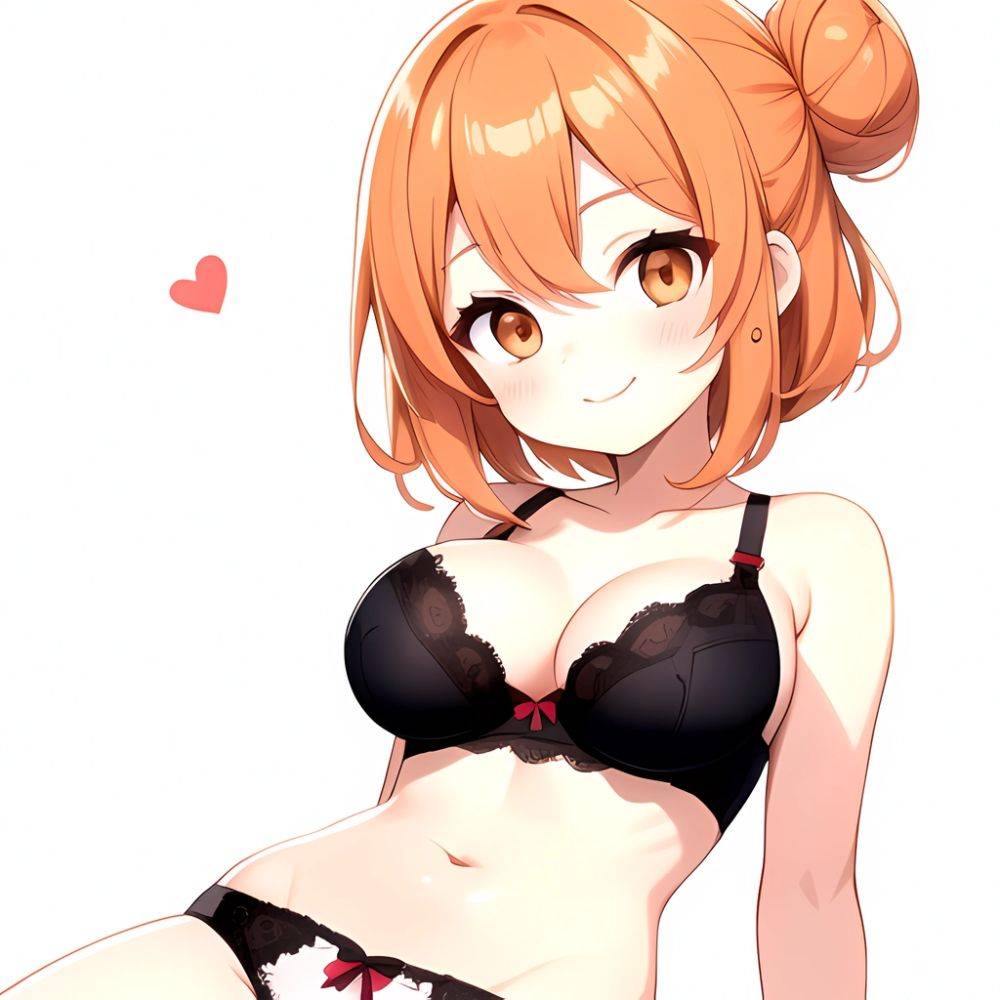 Yuigahama Yui S Mother 1girl Arms Behind Back Black Bra Black Panties Blush Bra Breasts Closed Mouth Hair Between Eyes, 3415898325 - AIHentai - #main
