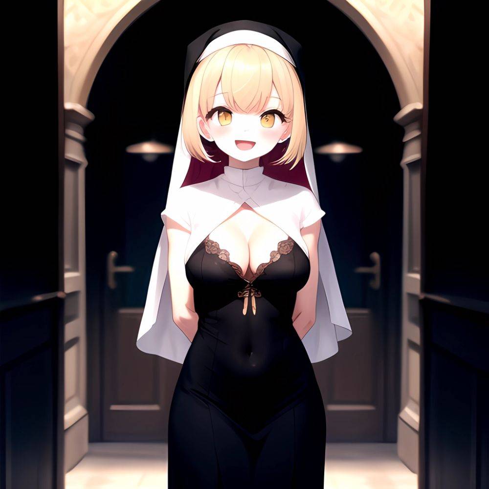 1girl D Black Headwear Black Nails Blonde Hair Blush Breasts Cleavage Grey Hair Large Breasts Long Hair Multicolored Hair Nail, 2835443165 - AIHentai - #main
