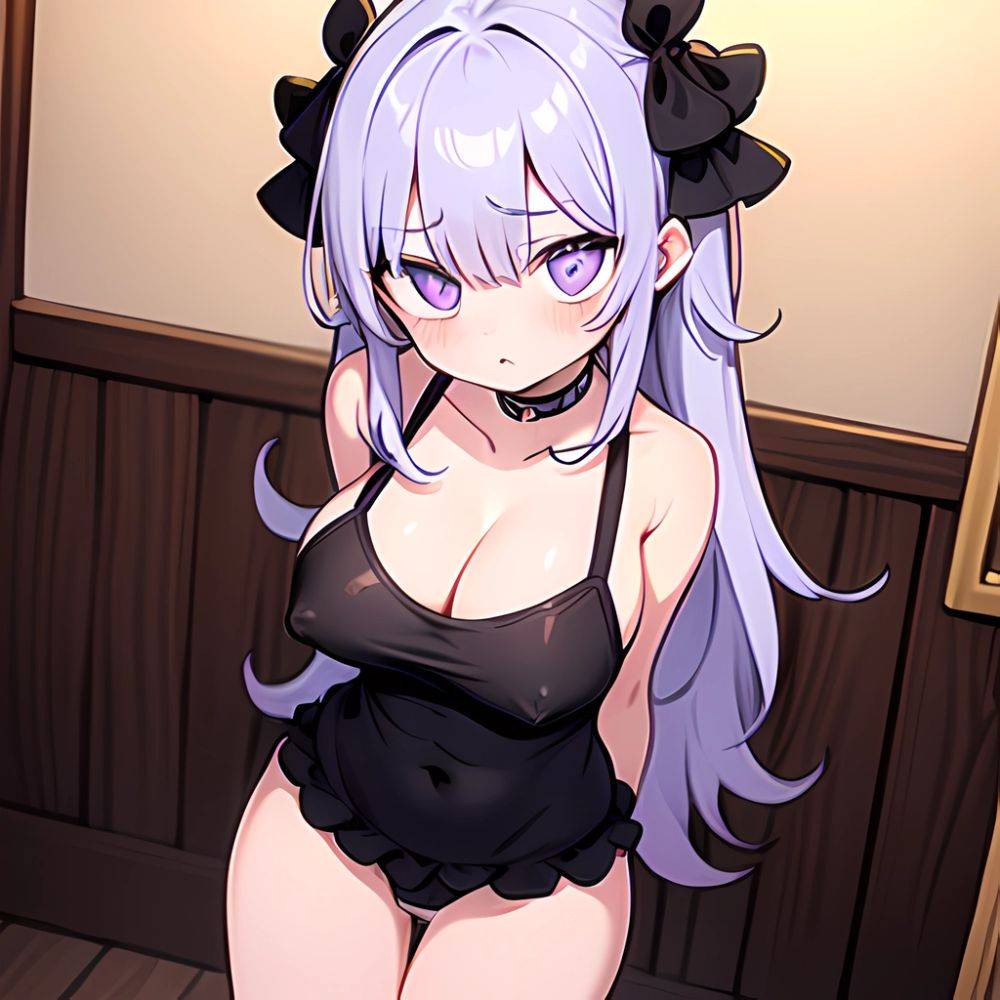 Fern Sousou No Frieren 1girl Apron Black Apron Black Panties Blunt Bangs Breasts Cleavage Collarbone Covered Navel Covered Nippl, 2120158092 - AIHentai - #main
