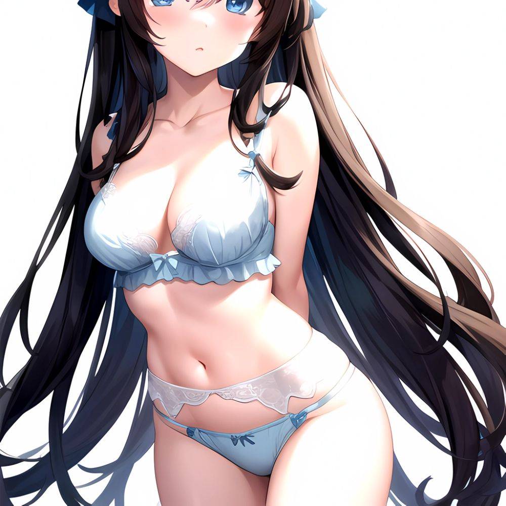 1girl Standing Lingerie Blue Eyes Arms Behind Back Simple Background Anime Girl, 1992155325 - AIHentai - #main